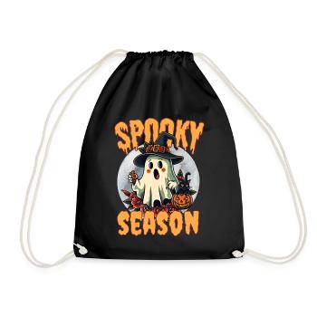 Gruselige Jahreszeit Kawaii Halloween Boo Geist - Turnbeutel - Schwarz - Vorne
