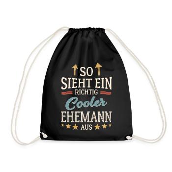 So sieht ein cooler Ehemann aus Partner Gatte - Turnbeutel - Schwarz - Vorne