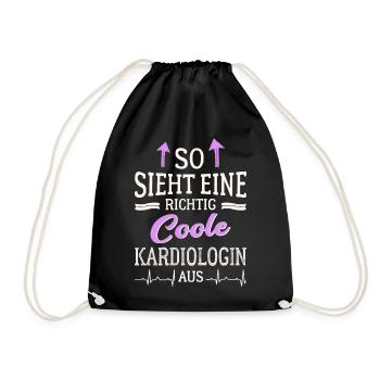 So sieht eine richtig coole Kardiologin aus Ärztin - Turnbeutel - Schwarz - Vorne