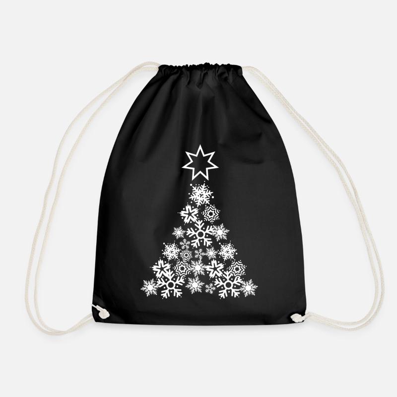 Weihnachten Schneeflocken Weihnachtsbaum Tanne - Turnbeutel - Schwarz