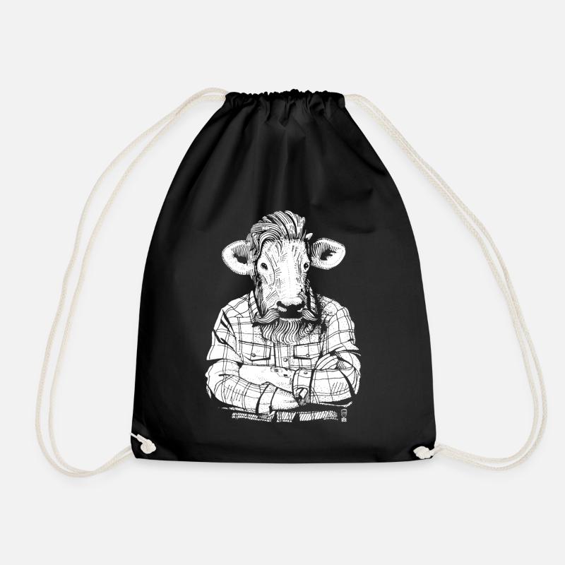 Mister Beef (white version) - Drawstring Bag - black