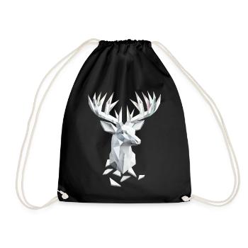 Geometric deer head – nature and elegance - Drawstring Bag - black - Front
