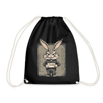 Hase Eierdieb Osterhase Mugshot Polizeifoto Ostern - Turnbeutel - Schwarz - Vorne