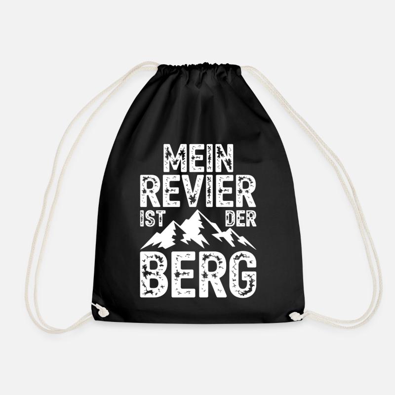 My territory is the mountain - Drawstring Bag - black