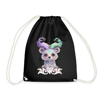 Magical bear cub in pastel glitter. - Drawstring Bag - black - Front