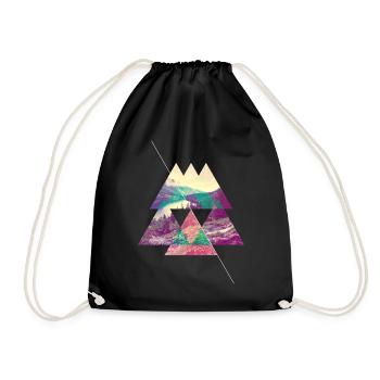Nature Wilderness Mountains Mountaineering Hiking Climbing - Drawstring Bag - black - Front