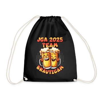 JGA 2025 Team Bräutigam Bier Alkohol Saufen Lustig - Turnbeutel - Schwarz - Vorne