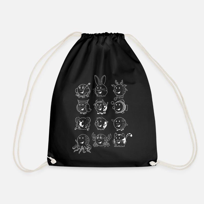 Spherical animals! - Drawstring Bag - black