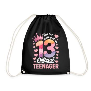 13th birthday teenager gift - Drawstring Bag - black - Front