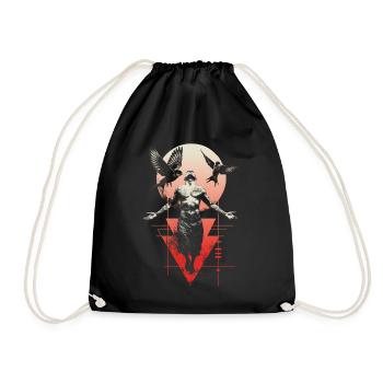 Ethereal Man with Wings and Moon - Drawstring Bag - black - Front