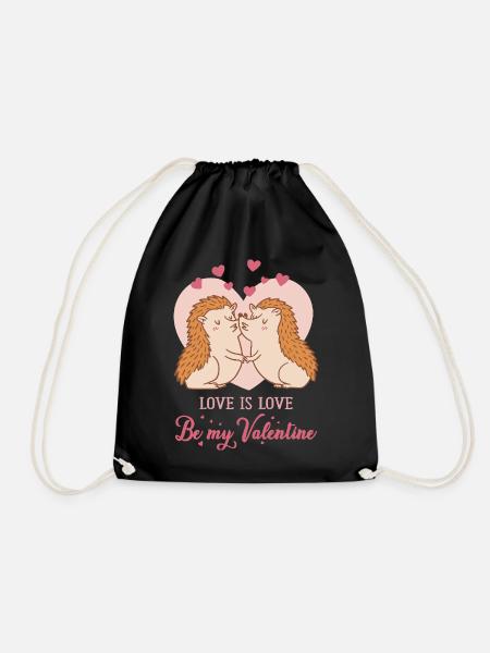 Be my Valentine – Love Igeln mit Herzen - Turnbeutel - Schwarz
