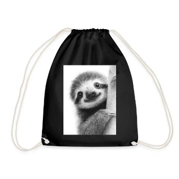 Crayon mignon style paresseux noir blanc - Sac de sport léger - noir - Devant