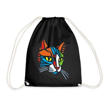 Stammes-Mosaik-Katze - Turnbeutel - Schwarz - Vorne