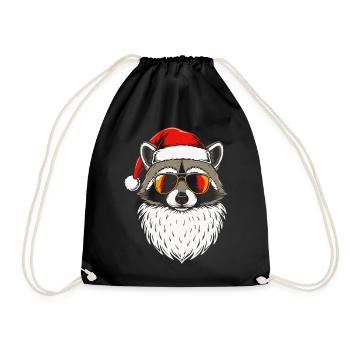 Cool Santa Racoon Weihnachtsdesign Xmas racoon - Turnbeutel - Schwarz - Vorne