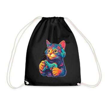 Joueur de chat drôle - Sac de sport léger - noir - Devant