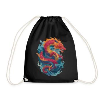 Drache - Turnbeutel - Schwarz - Vorne