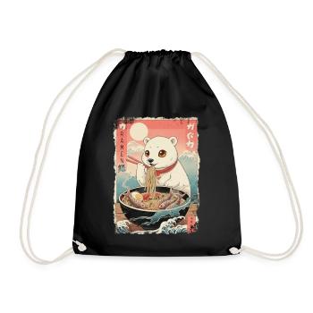 Anime de ramen sur l’ours polaire Kawaii - Sac de sport léger - noir - Devant