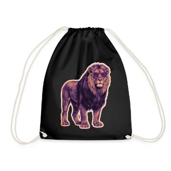 Cooler Löwe mit Sonnenbrille - Turnbeutel - Schwarz - Vorne