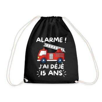 Alarme J’ai Déjà 15 Ans, Anniversaire Pompier - Sac de sport léger - noir - Devant