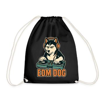 EDM Dog : DJ husky à la console de mixage dans un style rétro - Sac de sport léger - noir - Devant