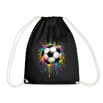 Splash Soccer Ball Color | Style Graffiti - Drawstring Bag - black - Front