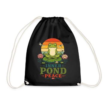 Funny Yoga Frog Meditation Yoga Frog Pilates - Drawstring Bag - black - Front