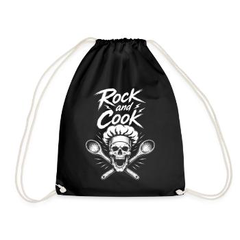 Rock and Cook Skull Chef - Drawstring Bag - black - Front