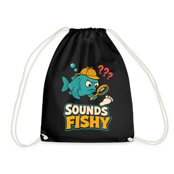 Sounds Fishy Detective Fish - Drawstring Bag - black - Front