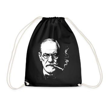 Sigmund Freud smoking cigar - Drawstring Bag - black - Front