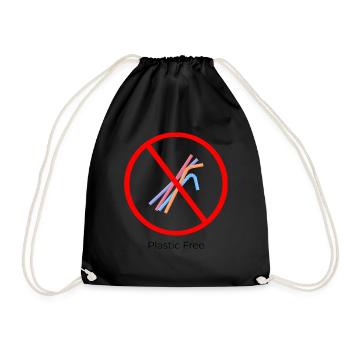 Plastic Free Symbol - Turnbeutel - Schwarz - Vorne