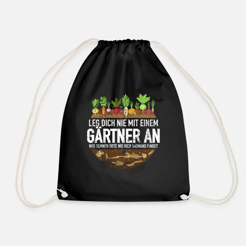 Leg dich nie mit einem Gärtner an Garten Skelett - Turnbeutel - Schwarz