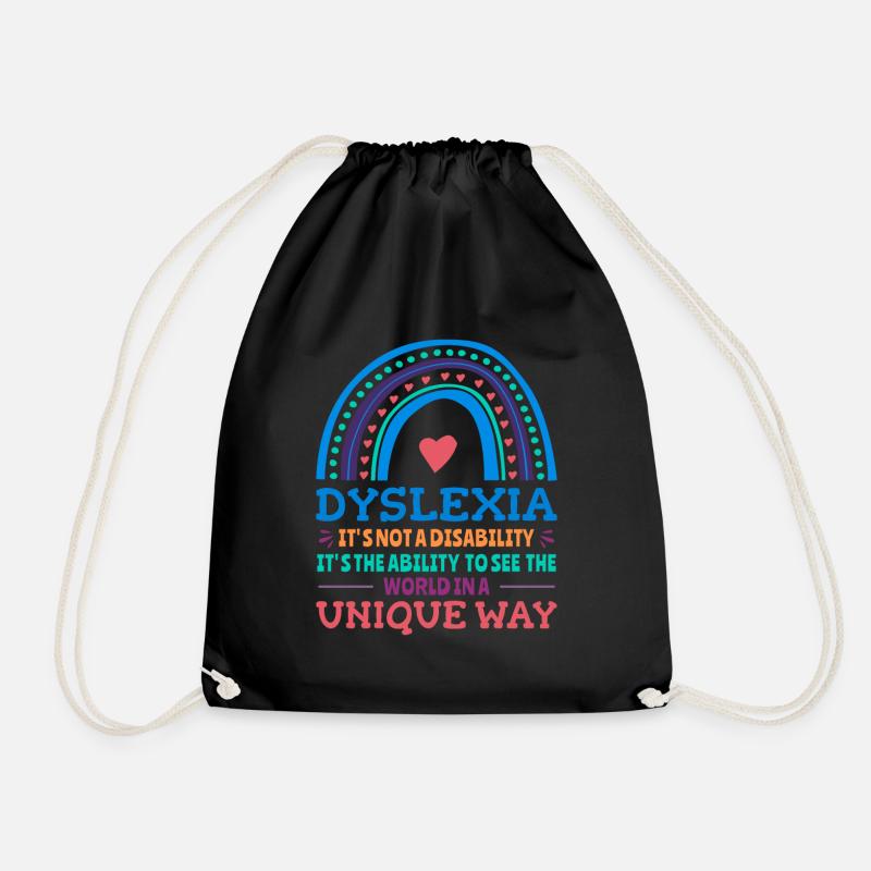 Dyslexia Awareness Dyslexic - Drawstring Bag - black