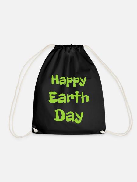 Happy Earth Day - Drawstring Bag - black
