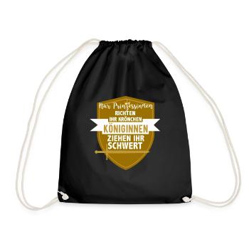 Queen gold strong woman mom power woman sword - Drawstring Bag - black - Front