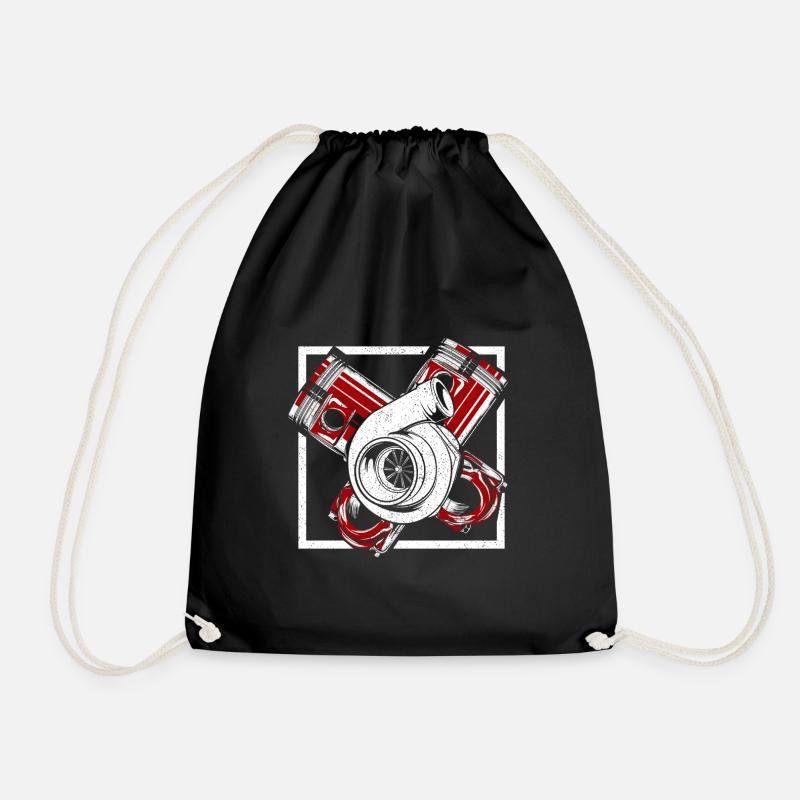 Super Turbocharger Best Gift to Engine Enthusiast - Drawstring Bag - black