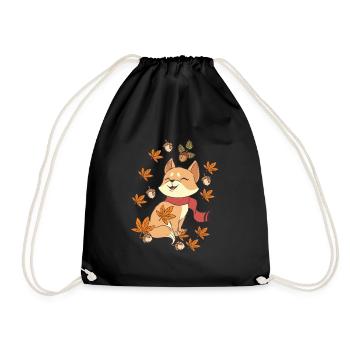 Maple Cat Leaf Autumn Hello Autumn - Drawstring Bag - black - Front