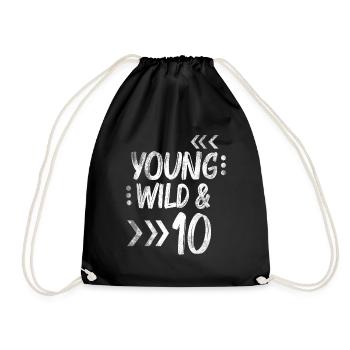 10e anniversaire de cadeau d'anniversaire sauvage pour enfants - Sac de sport léger - noir - Devant
