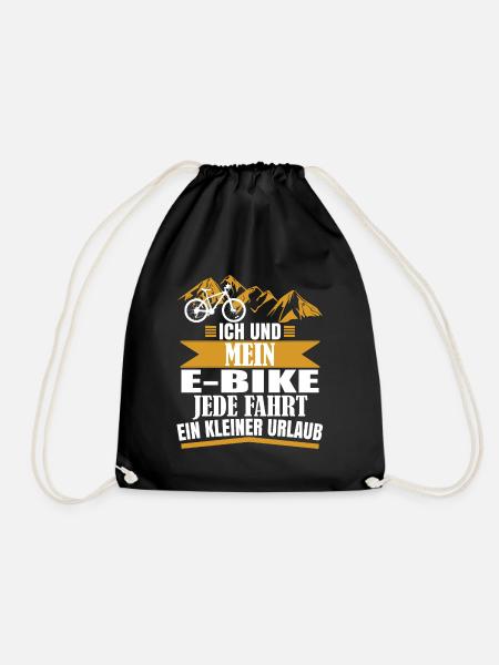 Fahrradfahrer Ebike Fahrradmotiv Geschenk - Turnbeutel - Schwarz