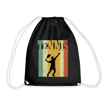 Tennis Tennis spielen Herren Mann Retro Geschenk - Turnbeutel - Schwarz - Vorne