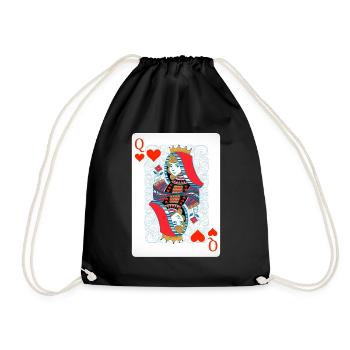 Queen of Hearts Costume Card Game Poker Gift - Drawstring Bag - black - Front