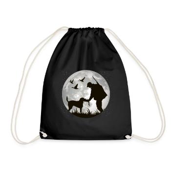 Hunter with dogs for hunters hunting and hunting gift - Drawstring Bag - black - Front