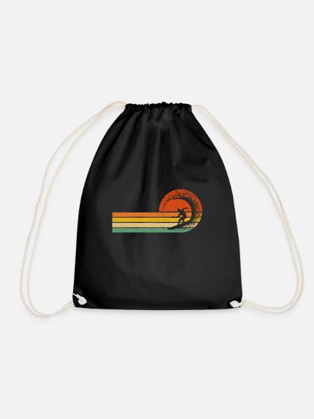 Surfer Geschenk Welle Retro Surfen Surfen Strand - Turnbeutel - Schwarz