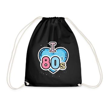 Women's I Love The 80's Disco 80s Costumes - Drawstring Bag - black - Front