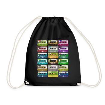 Cassette Tapes Mixtapes 1980s Radio Music - Drawstring Bag - black - Front