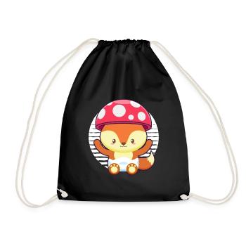 Mignon renard chapeau champignon - Cottagecore Esthétisme Renard Renard - Sac de sport léger - noir - Devant
