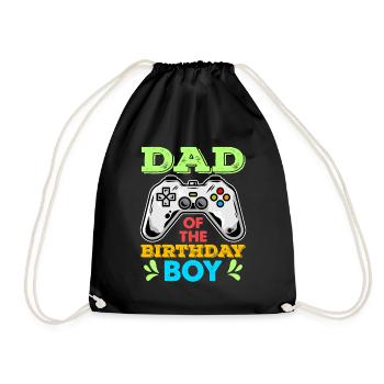 Dad's birthday child video game birthday - Drawstring Bag - black - Front