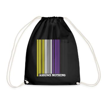 Nonbinary Flag Barcode Enby Genderqueer LGBT - Turnbeutel - Schwarz - Vorne
