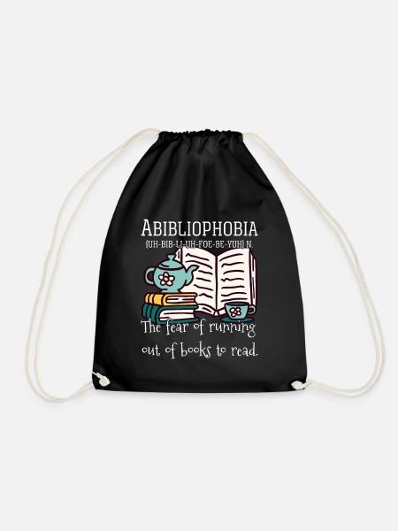 Abibliophobie Lesung Bücherwurm Leser Geschenk - Turnbeutel - Schwarz