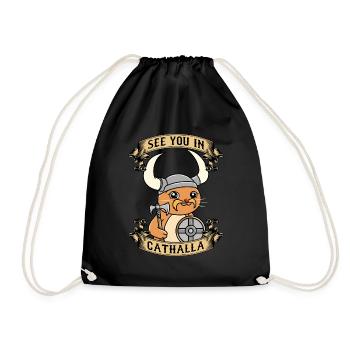 Viking Cat Cat Valhalla Norse Mythology Gift - Drawstring Bag - black - Front