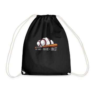 Baseball present home run baseball player athlete - Drawstring Bag - black - Front
